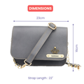 Personalized Nexon Leather Chained Sling Bag - Grey