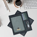Classy Hardcover Diary + Classic Metal Pen + Classy Leather Metal Keychain + Classy Card Holder - Green