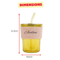 Personalized Leather Sleeve Coffee Tumbler-Pink