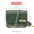 Personalized Nexon Leather Chained Sling Bag - Olive Green