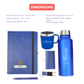 Classy Hardcover Diary + Classic Metal Pen + Classy Leather Metal Keychain + Classy Card Holder + Classic Smart Bottle  + Stainless Steel Mug - BLUE