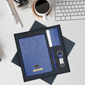 Classy Hardcover Diary + Classic Metal Pen + Classy Leather Metal Keychain + Classy Card Holder - Blue