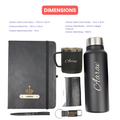 Classy Hardcover Diary + Classic Metal Pen + Classy Leather Metal Keychain + Classy Card Holder + Classic Smart Bottle  + Stainless Steel Mug - Black