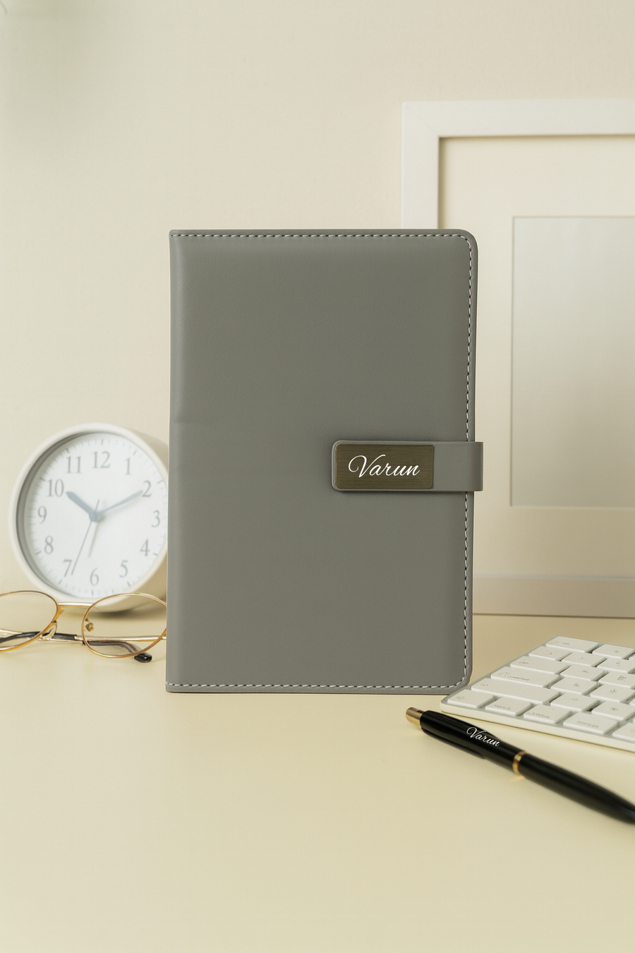 Classy Metal Flip Diary-Grey
