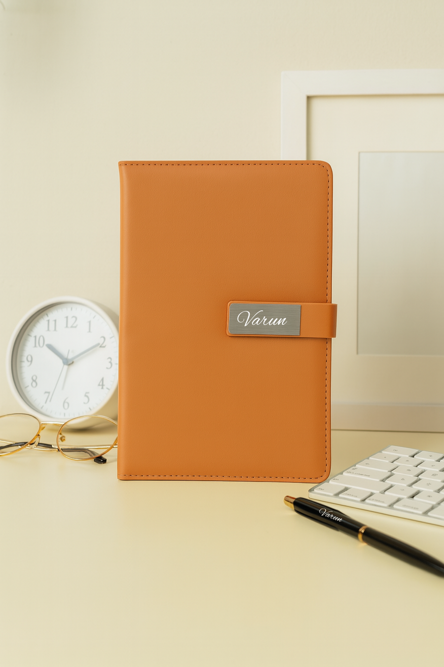 Classy Metal Flip Diary-Tan