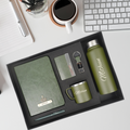 Classy Hardcover Diary + Classic Metal Pen + Classy Leather Metal Keychain + Classy Card Holder + Classic Smart Bottle  + Stainless Steel Mug - Green