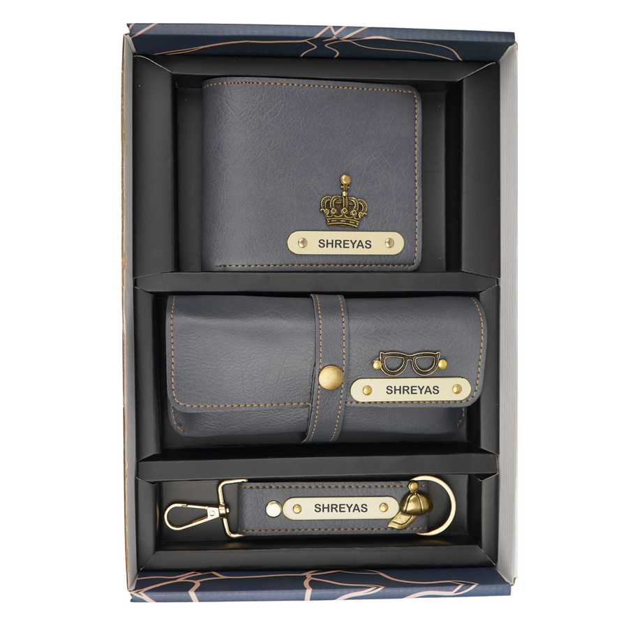 Nexon Leather Personalized Men's Combo (3 pcs) - Grey