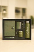 Nexon Metal Flip Diary + Nexon Metal Pen + Classy Leather Metal Keychain + Classy Metal Card Holder + Classic Smart Bottle  + Stainless Steel Mug - GREEN