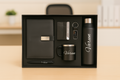 Classy Metal Flip Diary + Classic Metal Pen + Classy Leather Metal Keychain + Classy Card Holder + Classic Smart Bottle  + Stainless Steel Mug - BLACK