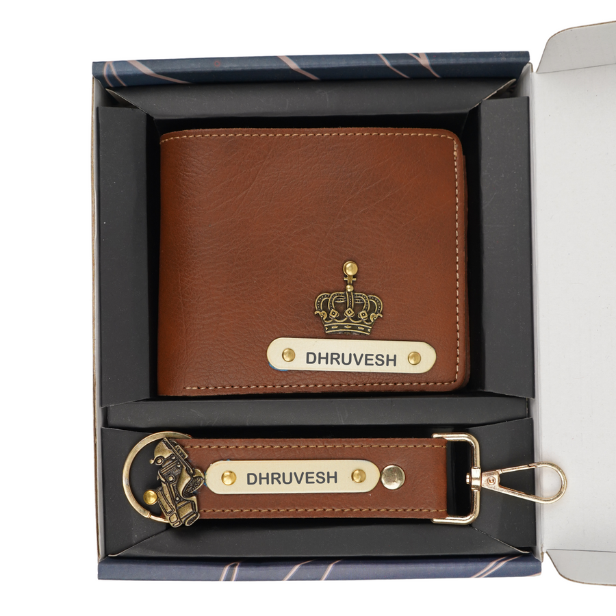 Personalized Nexon Leather Men's Combo (2 pcs) - Tan