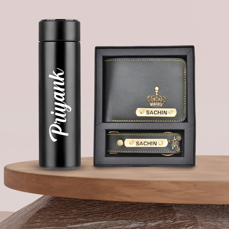 Personalized Bottle & Men's Combo (2 pcs) - Black