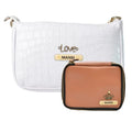 Customized Women's Croc Sling Bag + Mini Make up kit - White Tan