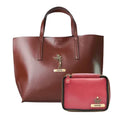 Customized Women's Tote Bag in Vogue (Product 1) + Mini Make up kit (Product 2) - Brown Wine