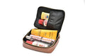 Customized Women's Buttoned Leather Bag + Mini Make up Kit - Black Tan