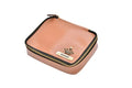 Customized Women's Buttoned Leather Bag + Mini Make up Kit - Grey Tan