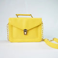 Customized Women's Buttoned Leather Bag + Mini Make up Kit - Yellow Royal Blue
