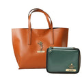 Customized Women's Tote Bag in Vogue (Product 1) + Mini Make up kit (Product 2) - Tan Olive Green