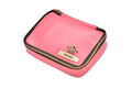 Customized Women's Buttoned Leather Bag + Mini Make up Kit - Grey Pink