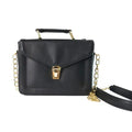 Customized Women's Buttoned Leather Bag + Mini Make up Kit - Black Royal Blue