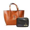 Customized Women's Tote Bag in Vogue (Product 1) + Mini Make up kit (Product 2) - Tan Black