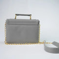 Customized Women's Buttoned Leather Bag + Mini Make up Kit - Grey Pink