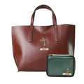 Customized Women's Tote Bag in Vogue (Product 1) + Mini Make up kit (Product 2) - Brown Olive Green