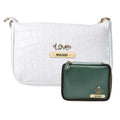 Customized Women's Croc Sling Bag + Mini Make up kit - White Olive Green