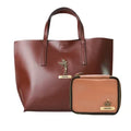 Customized Women's Tote Bag in Vogue (Product 1) + Mini Make up kit (Product 2) - Brown Tan