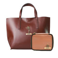 Customized Women's Tote Bag in Vogue (Product 1) + Mini Make up kit (Product 2) - Brown Tan