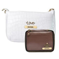 Customized Women's Croc Sling Bag + Mini Make up kit - White Brown