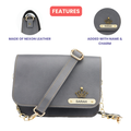Personalized Nexon Leather Chained Sling Bag - Grey
