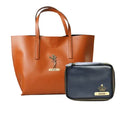 Customized Women's Tote Bag in Vogue (Product 1) + Mini Make up kit (Product 2) - Tan Royal Blue