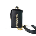 Customized Women's Buttoned Leather Bag + Mini Make up Kit - Black Olive Green