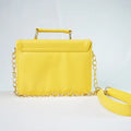 Customized Women's Buttoned Leather Bag + Mini Make up Kit - Yellow Pink