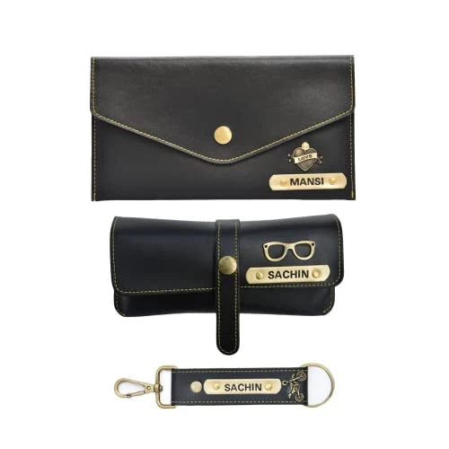 Ladies 3 Pc Combo 1.0 (Minimal Clutch 1.0, Eyewear, Keychain with Hook) (Black)
