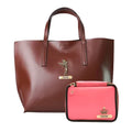 Customized Women's Tote Bag in Vogue (Product 1) + Mini Make up kit (Product 2) - Brown Pink
