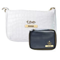 Customized Women's Croc Sling Bag + Mini Make up kit - White Royal Blue