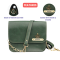 Personalized Nexon Leather Chained Sling Bag - Olive Green