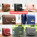 Personalized Nexon Leather Chained Sling Bag - Black