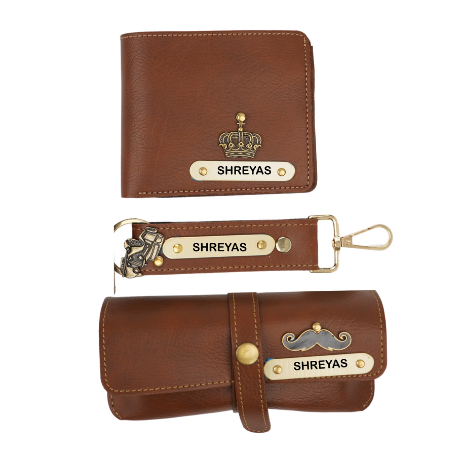 Nexon Leather Personalized Men's Combo (3 pcs) - Tan