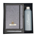Classy Hardcover Diary + Classic Metal Pen + Classic Smart Bottle - Grey