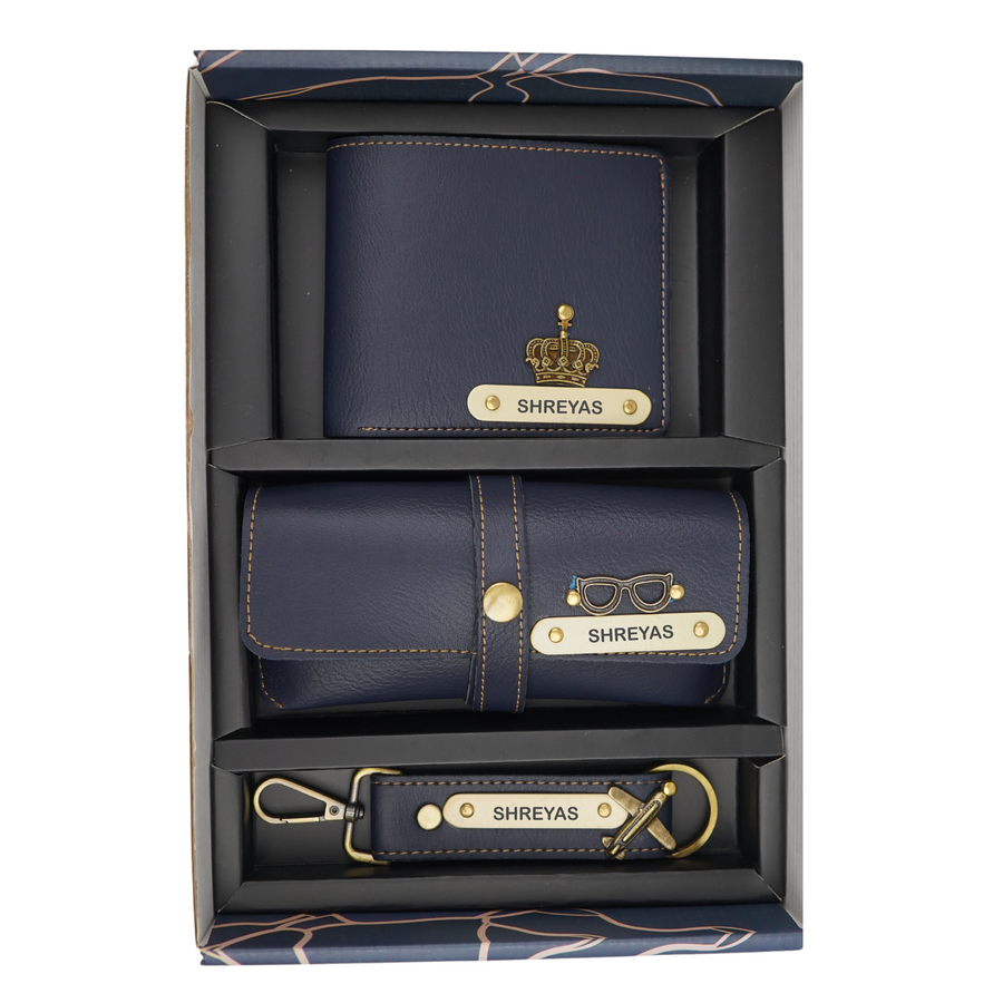 Nexon Leather Personalized Men's Combo (3 pcs) - Royal Blue