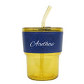 Personalized Leather Sleeve Coffee Tumbler-Blue