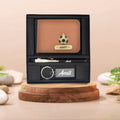 Personalised Leather Wallet + Pen & keychain Combo - Tan