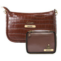 Customized Women's Croc Sling Bag + Mini Make up kit - Brown Brown