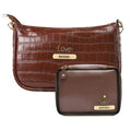 Customized Women's Croc Sling Bag + Mini Make up kit - Brown Brown