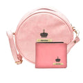 Classy Leather Customized Chained Sling Bag Round + Men's Wallet - Peach Peach