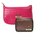 Customized Women's Croc Sling Bag + Mini Make up kit - Pink Brown