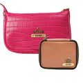 Customized Women's Croc Sling Bag + Mini Make up kit - Pink Tan