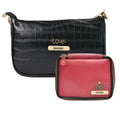 Customized Women's Croc Sling Bag + Mini Make up kit - Black Wine